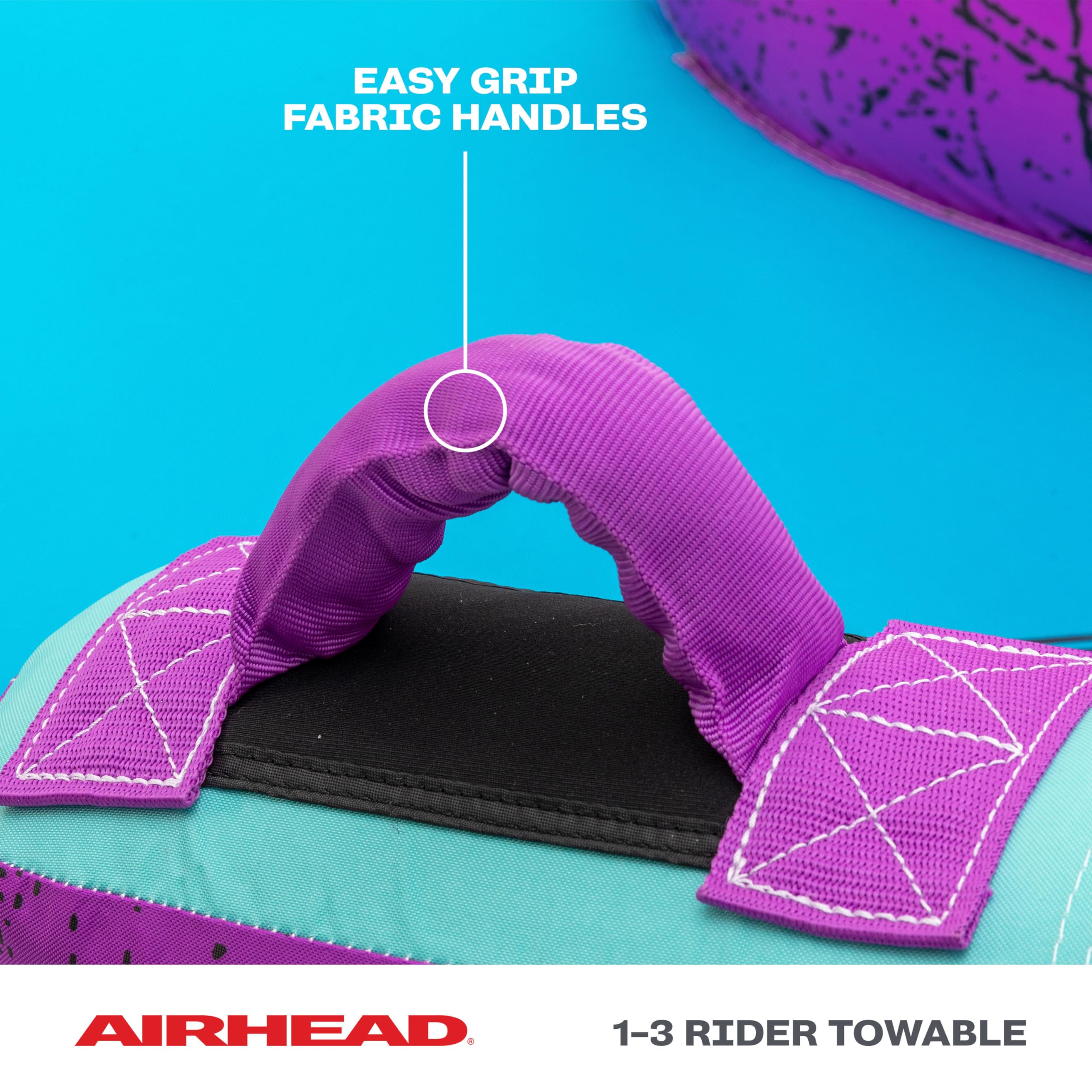 Airhead Booyah 2-3 Rider Towable Tube for Boating and Water Sports - Kwik-Connect Tow System, Full Nylon Cover, Bolster Fins, Patented Speed Valve - Image 3