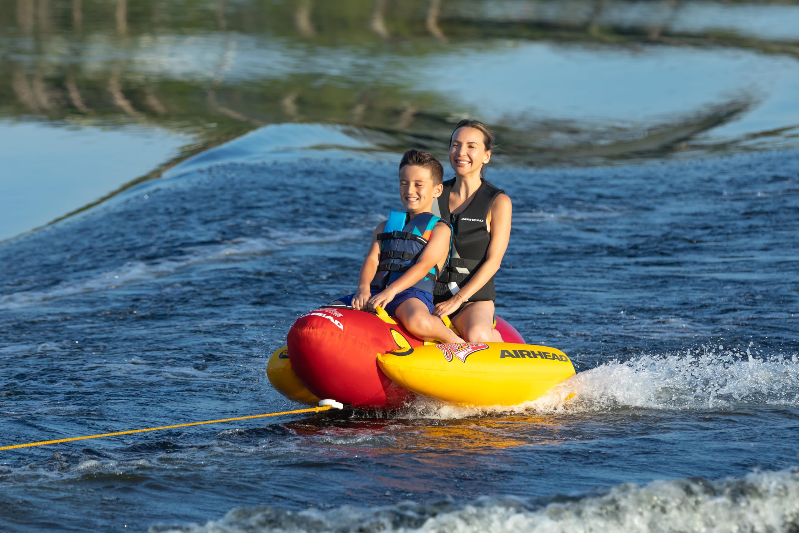 Airhead Double Dog Towable 1-2 Rider Tube for Boating and Water Sports, Double-Stitched Full Nylon Cover, EVA Padding & Padded Handles for Comfort - Image 5