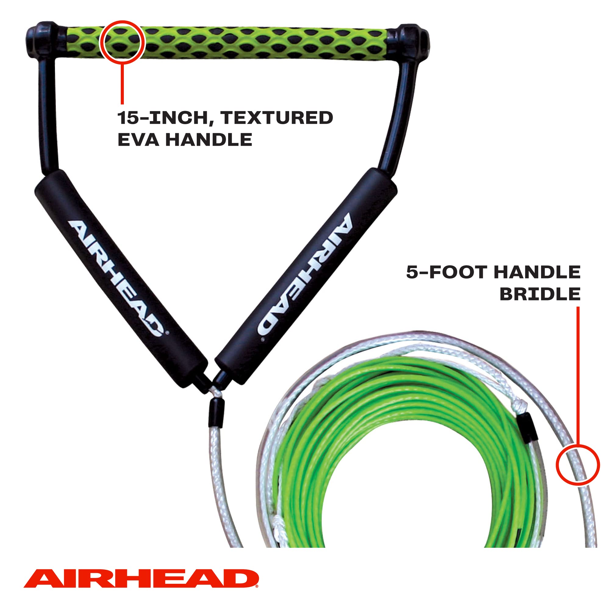 Airhead Dyneema Flat Line Wakeboard Rope, 4 Sections, 70-Feet, Green - Image 3