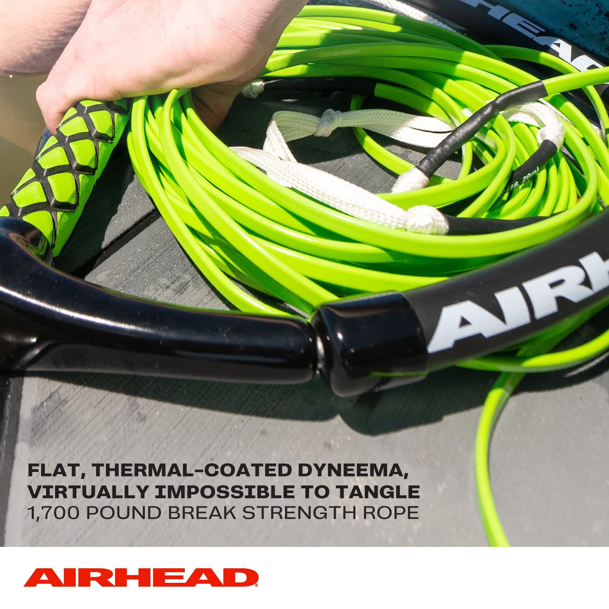 Airhead Dyneema Flat Line Wakeboard Rope, 4 Sections, 70-Feet, Green - Image 4