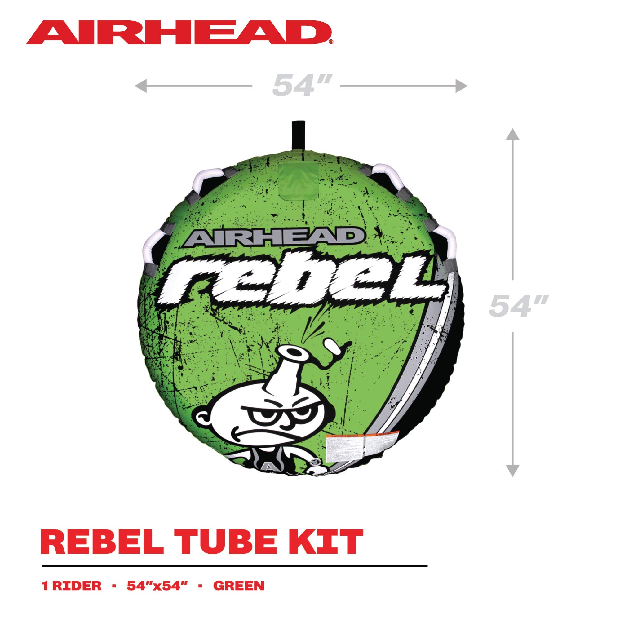Airhead Rebel Towable Kit 1 Rider Tube with Rope and Pump, Kwik-Connect Tow, Double-Stitched Full Nylon Cover & Speed Safety Valve for Easy Inflating & Deflating - Image 5