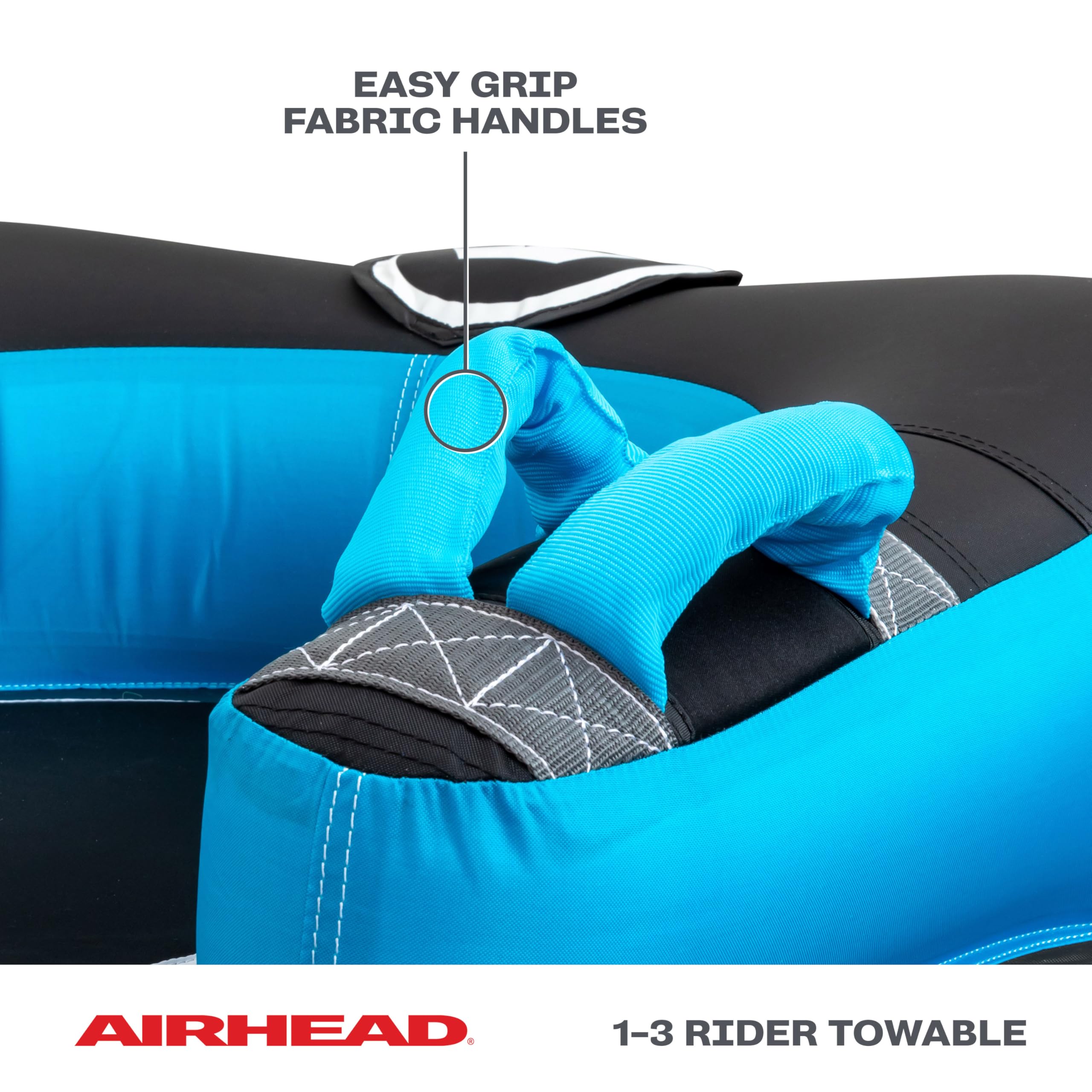 Airhead Ripple Effect 2-3 Rider Towable Tube for Boating and Water Sports - Kwik-Connect Tow System, Full Nylon Cover, Bolster Fins, Patented Speed Valve - Image 3