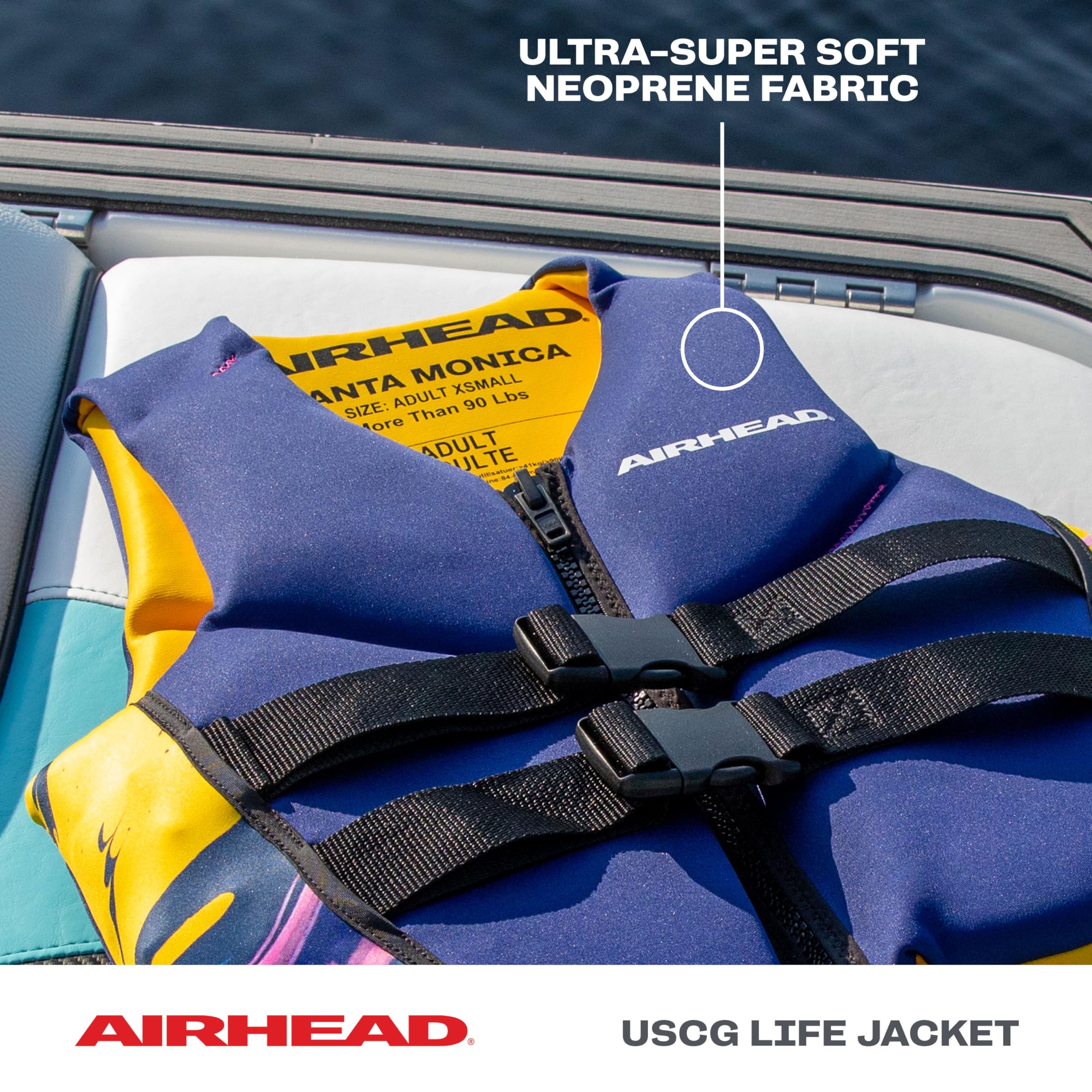 Airhead Santa Monica Life Vest Multiple Sizes - Swim Vests for Adults, Children & Youth - Kwik Dry Neolite Fabric - USCG Approved - Image 3