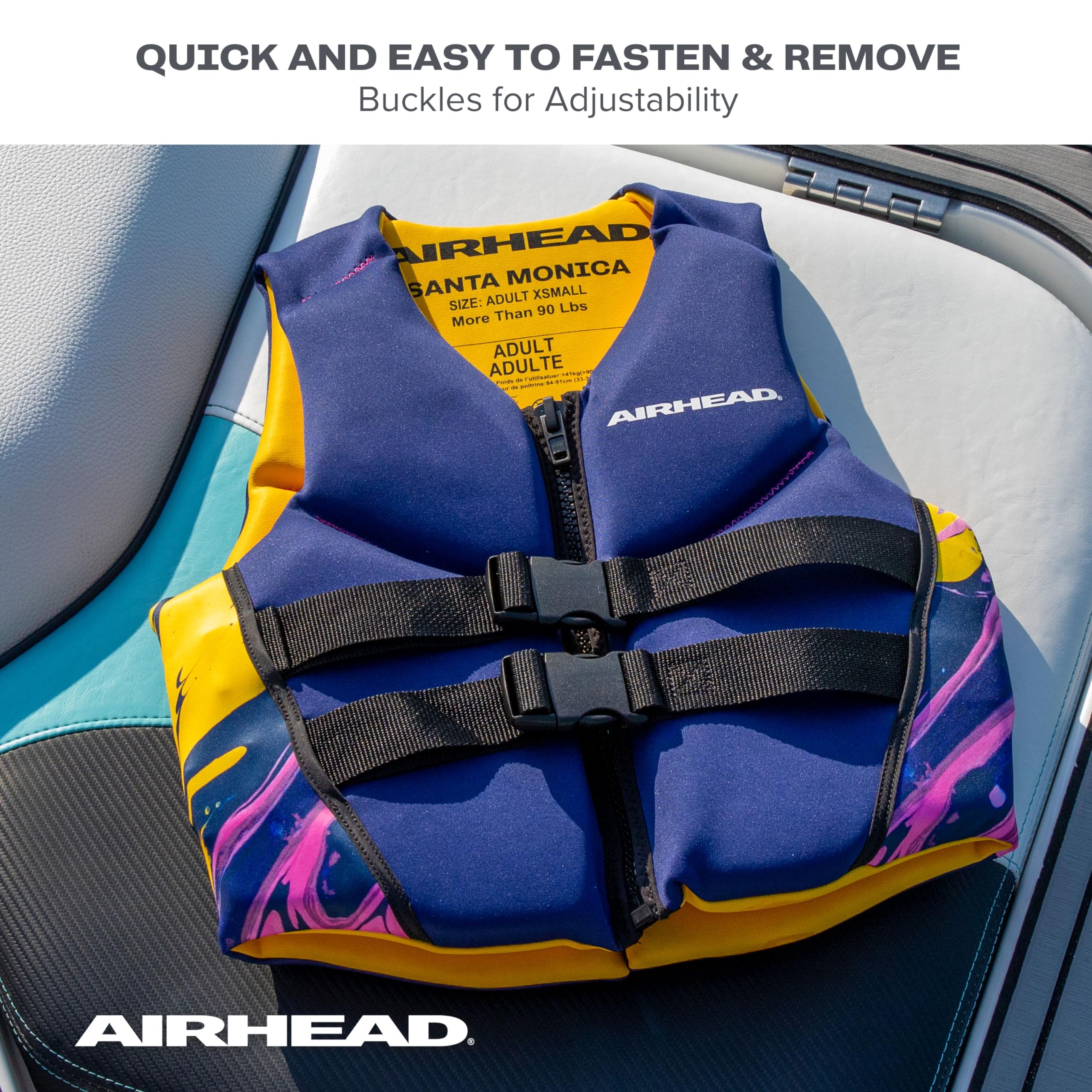 Airhead Santa Monica Life Vest Multiple Sizes - Swim Vests for Adults, Children & Youth - Kwik Dry Neolite Fabric - USCG Approved - Image 5