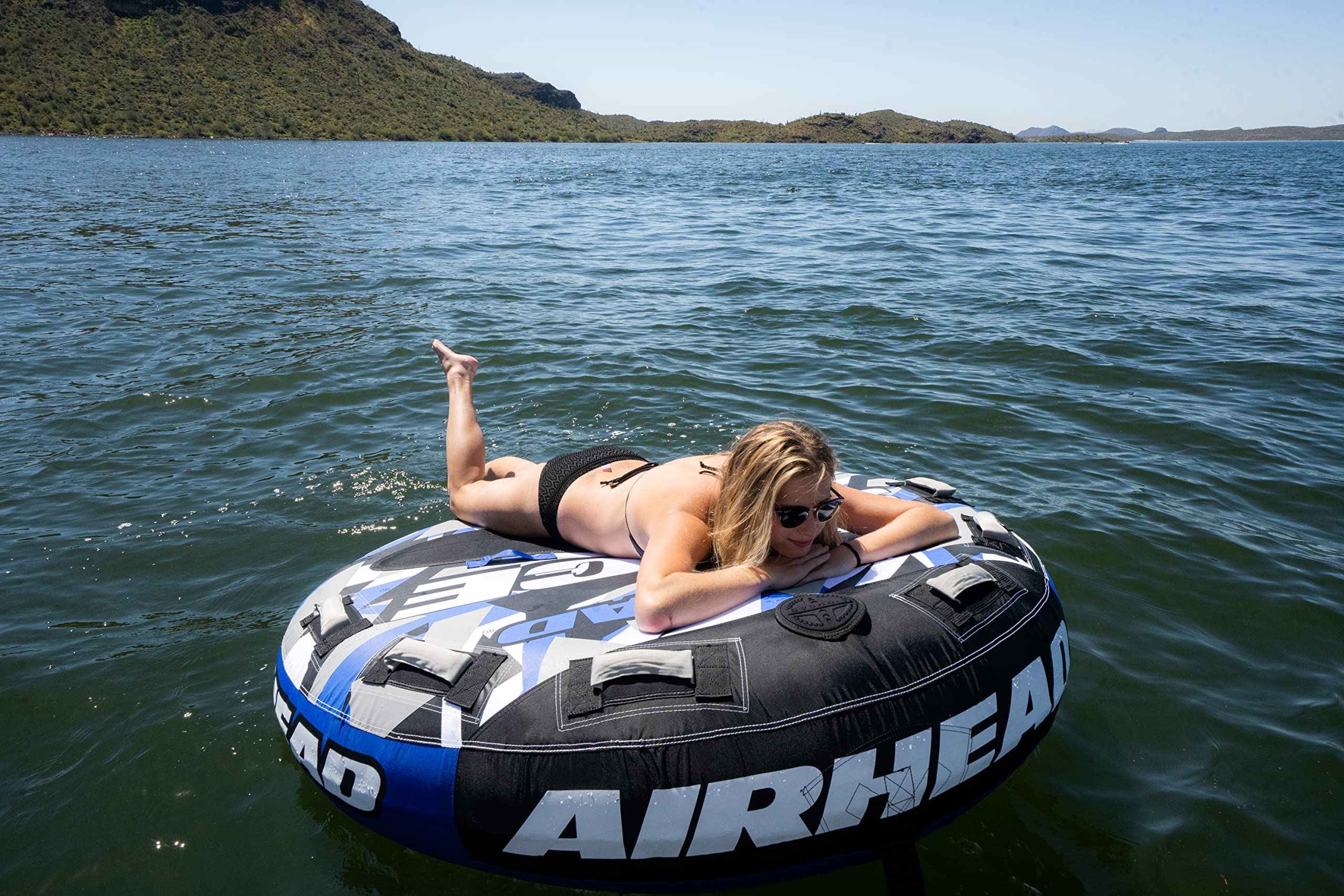 Airhead Slice Towable 2-4 Rider Models, Tube for Boating and Water Sports, Heavy Duty Full Nylon Cover with Zipper, EVA Foam Pads, and Patented Speed Safety Valve for Easy Inflating & Deflating - Image 4