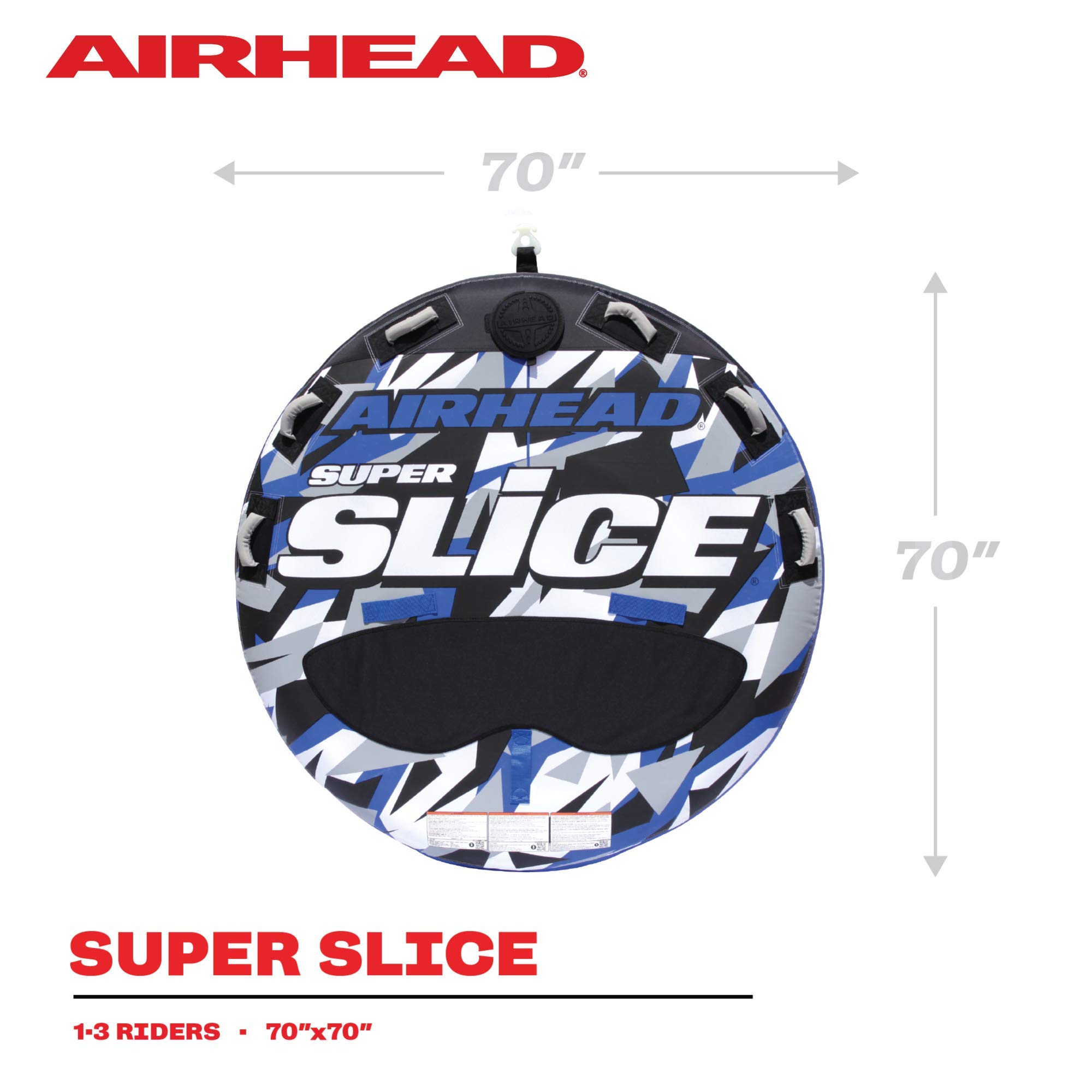 Airhead Slice Towable 2-4 Rider Models, Tube for Boating and Water Sports, Heavy Duty Full Nylon Cover with Zipper, EVA Foam Pads, and Patented Speed Safety Valve for Easy Inflating & Deflating - Image 6