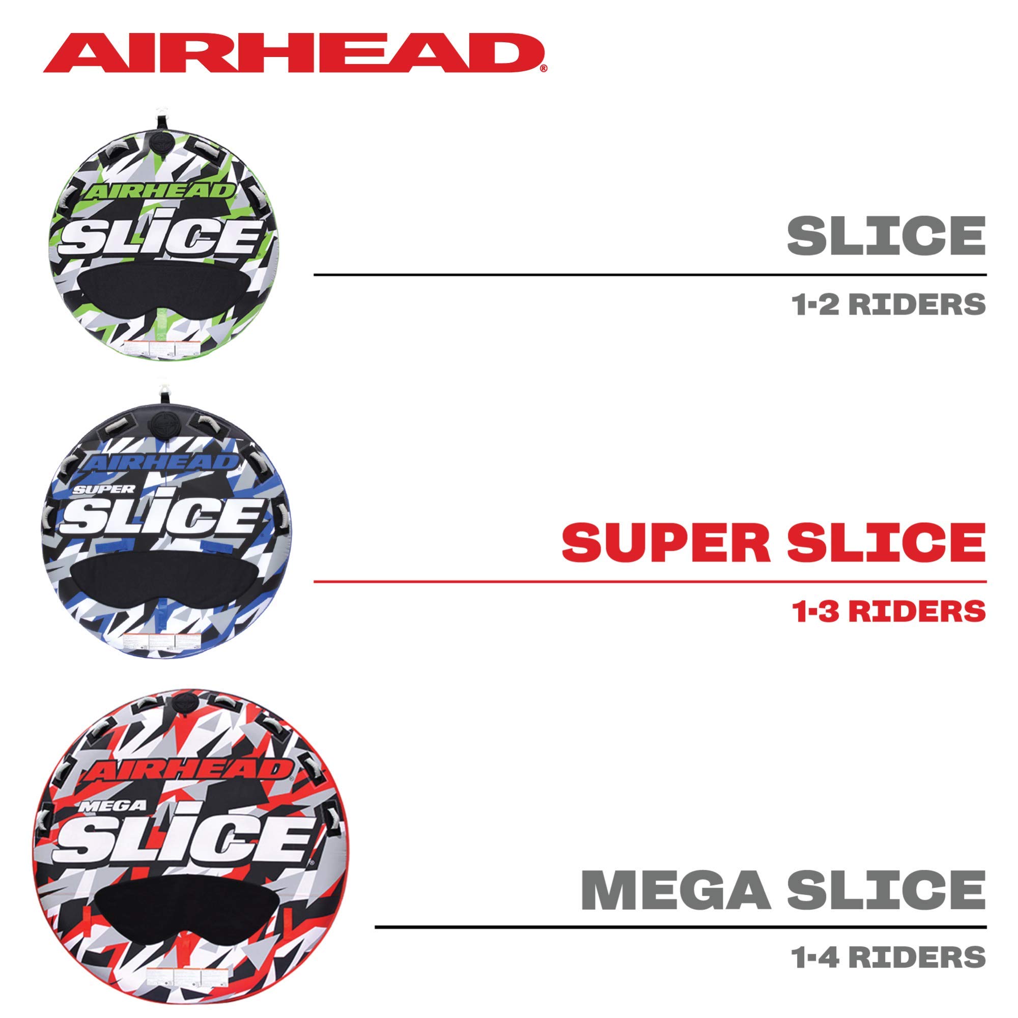 Airhead Slice Towable 2-4 Rider Models, Tube for Boating and Water Sports, Heavy Duty Full Nylon Cover with Zipper, EVA Foam Pads, and Patented Speed Safety Valve for Easy Inflating & Deflating - Image 7