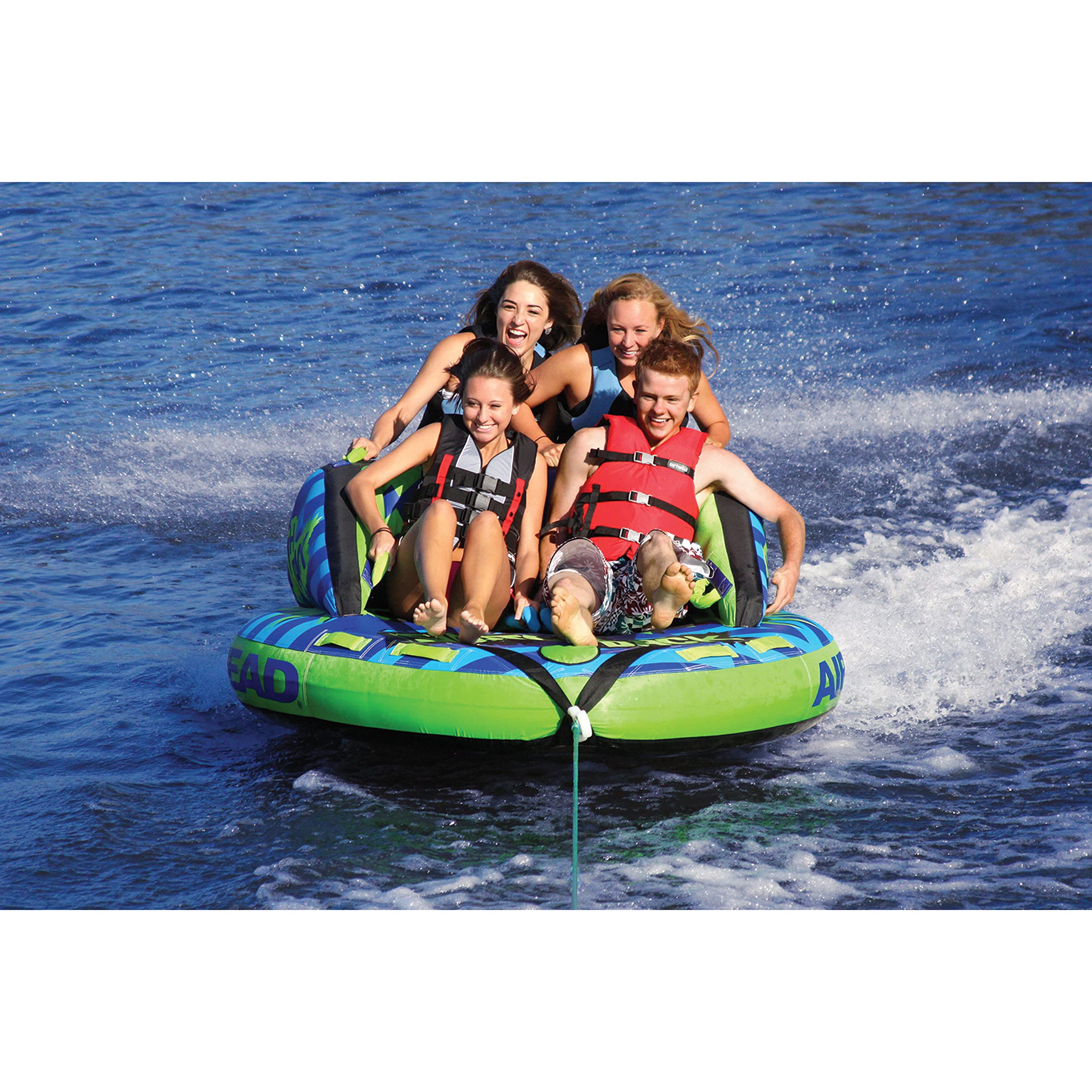 Airhead Switchback Towable 1-4 Rider Tube for Boating and Water Sports, Double-Stitched Full Nylon Cover and Patented Speed Safety Valve for Easy Inflating and Deflating - Image 3
