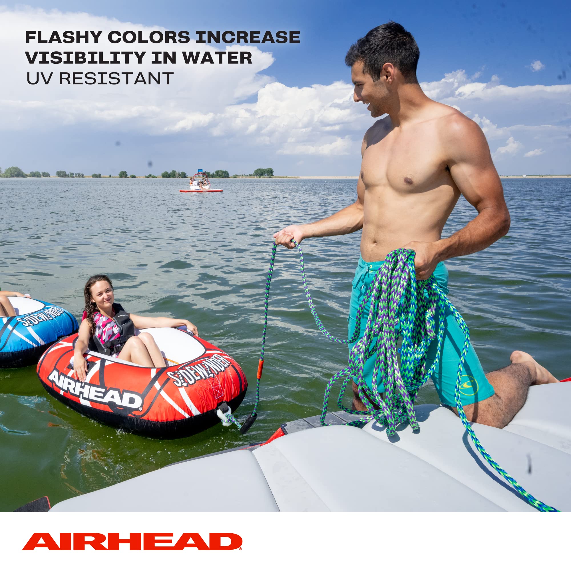 Airhead Tow Rope, 1-4 Rider Rope for Towable Tubes Multi, 9/16" - Image 5