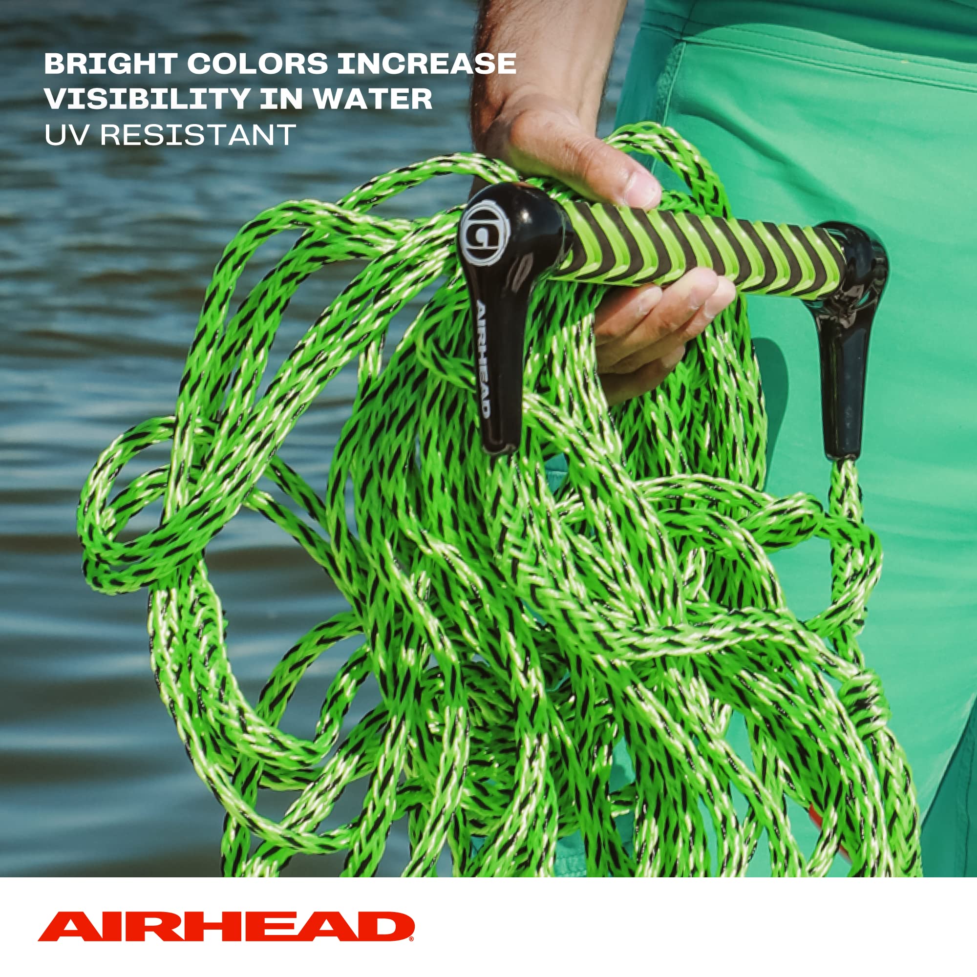 Airhead Water Ski Rope with EVA Handle, 1 Section for Tubing, Water Skis and Wakesurf Boards,Green and Black - Image 5