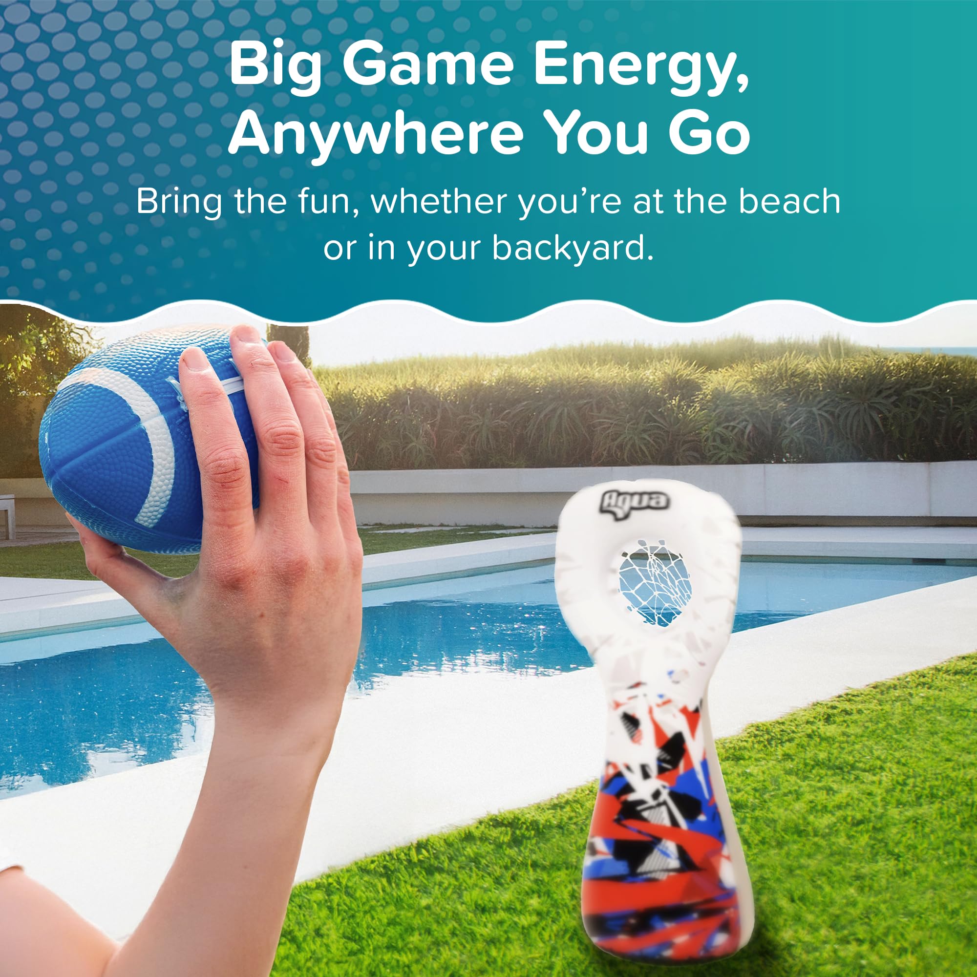 Aqua Inflatable Football Toss, Inflatable Throwing Target Toy, Backyard and Lawn Game, Touchdown Pass Game - Image 3