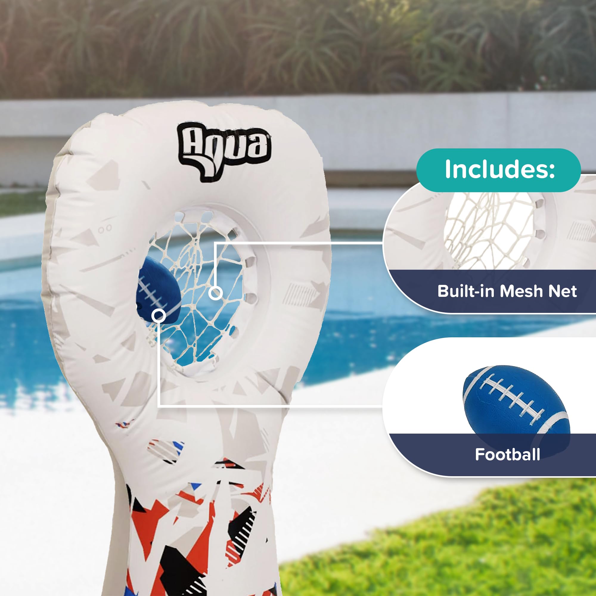 Aqua Inflatable Football Toss, Inflatable Throwing Target Toy, Backyard and Lawn Game, Touchdown Pass Game - Image 4