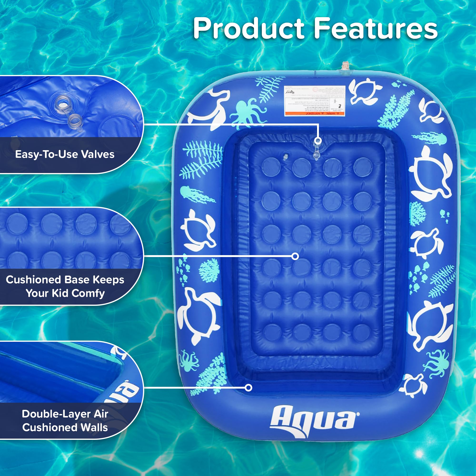 Aqua Inflatable Tanning Pool Lounger, Premium Pool Float with Cupholders and Removeable Pillow for Relaxation and Fun - Image 4