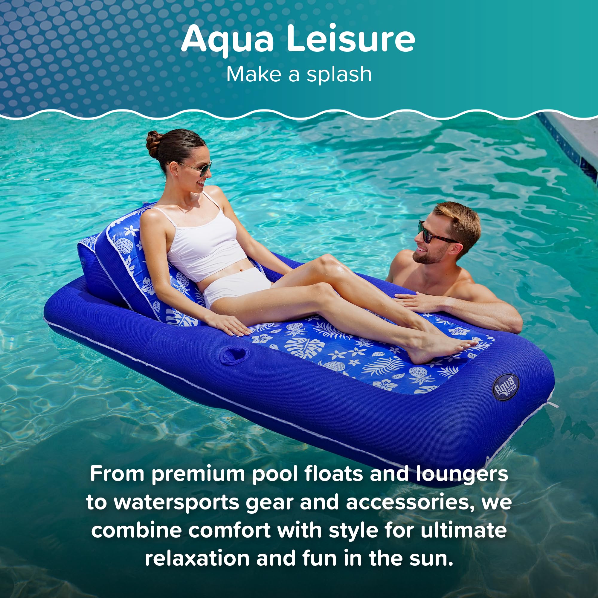 Aqua Inflatable Tanning Pool Lounger, Premium Pool Float with Cupholders and Removeable Pillow for Relaxation and Fun - Image 6
