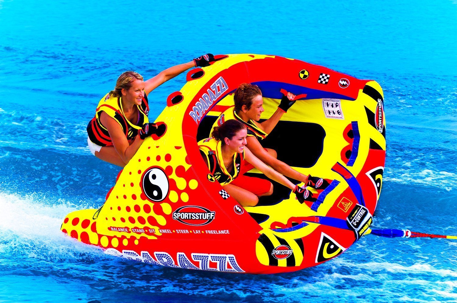SPORTSSTUFF Poparazzi 1-3 Rider Towable Tube for Boating, Red - Image 3