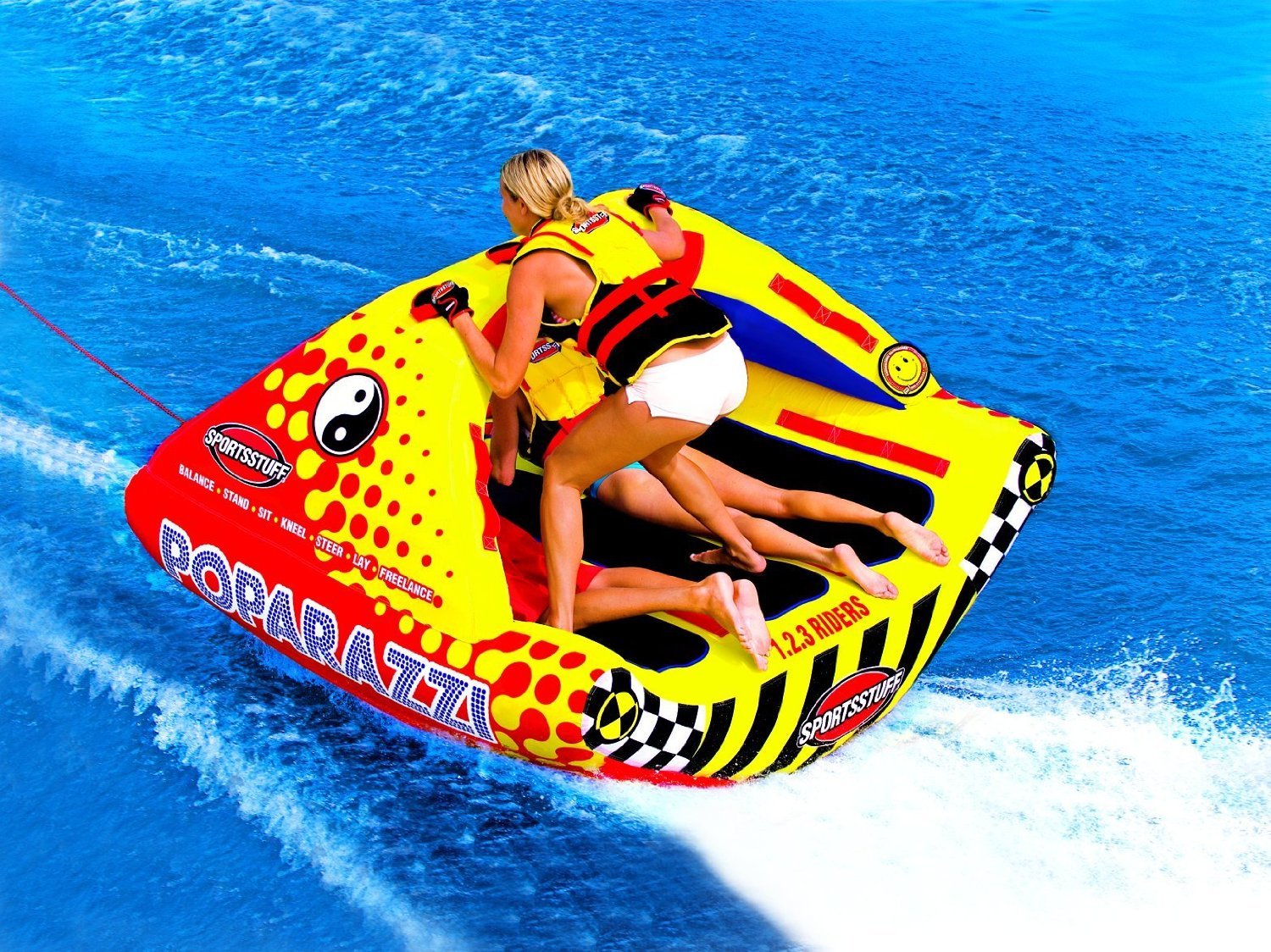 SPORTSSTUFF Poparazzi 1-3 Rider Towable Tube for Boating, Red - Image 5