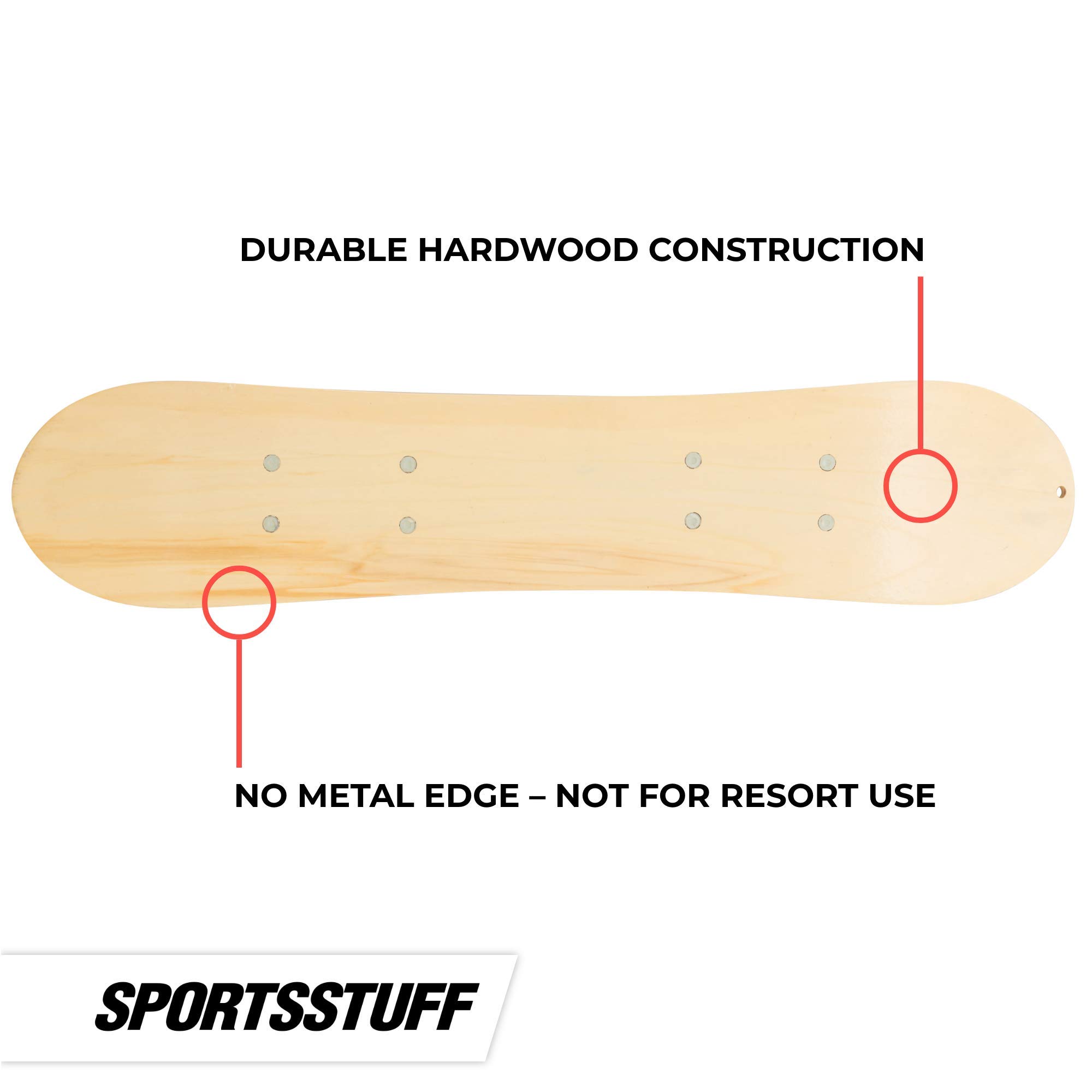 SportsStuff Wood Snowboards/Snow Sleds - Beginner Kids Winter Sports Accessories - 90cm-130cm Models - Image 3