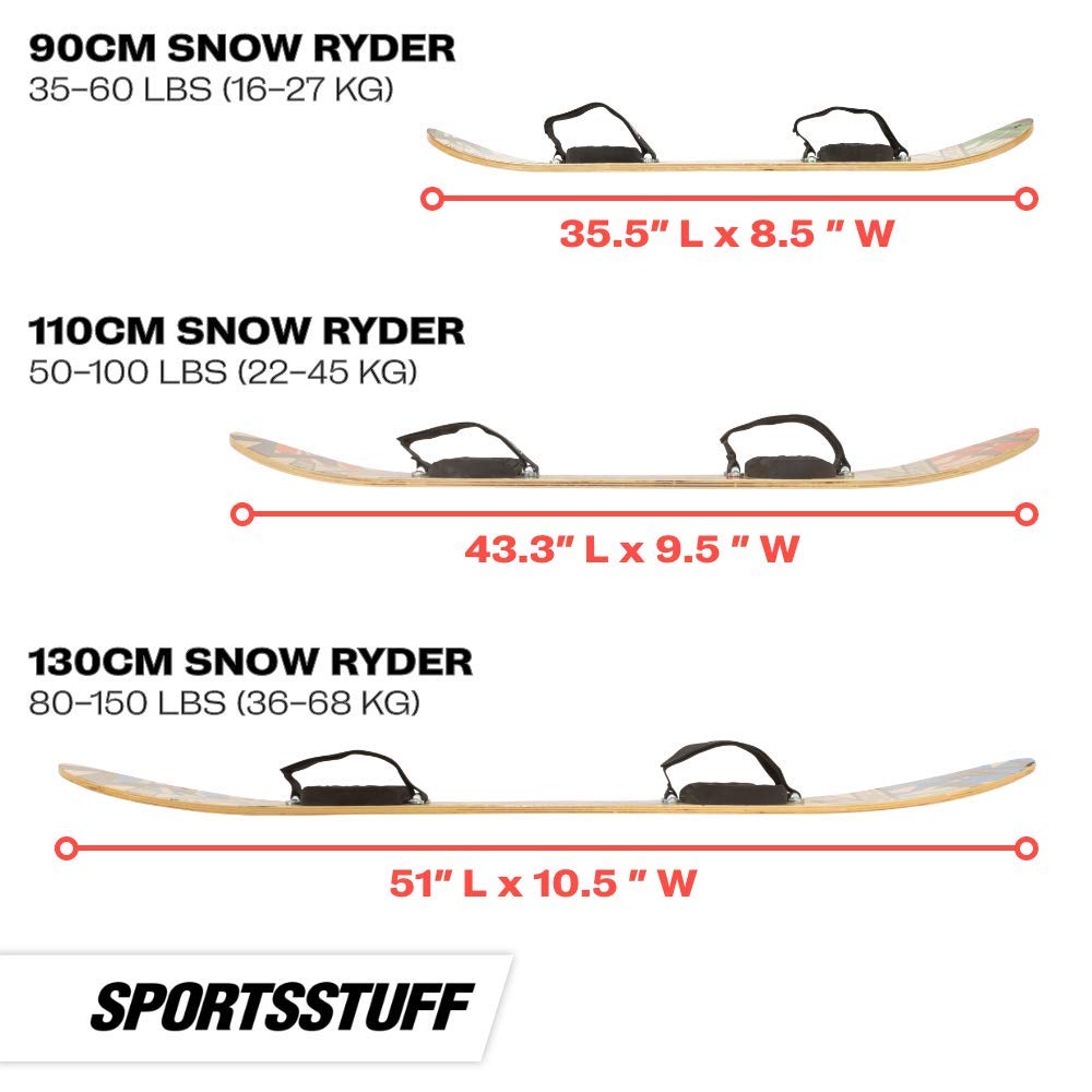 SportsStuff Wood Snowboards/Snow Sleds - Beginner Kids Winter Sports Accessories - 90cm-130cm Models - Image 5