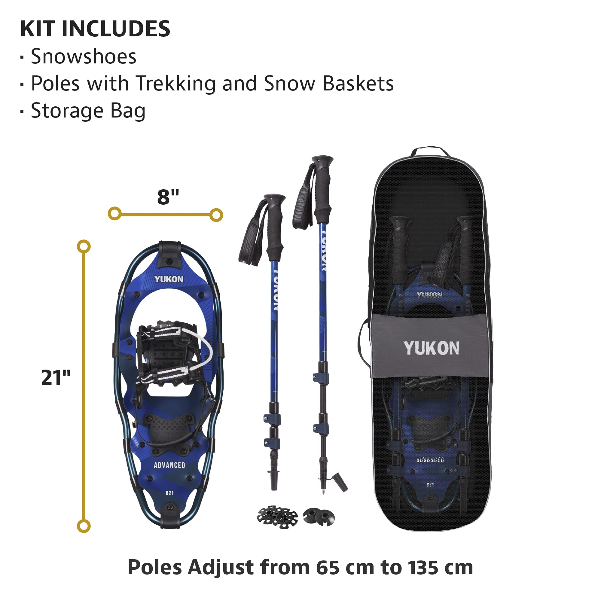 Yukon Charlie's Advanced Snowshoe Kit, Includes Snowshoes, Trekking Poles and Travel Bag - Image 5