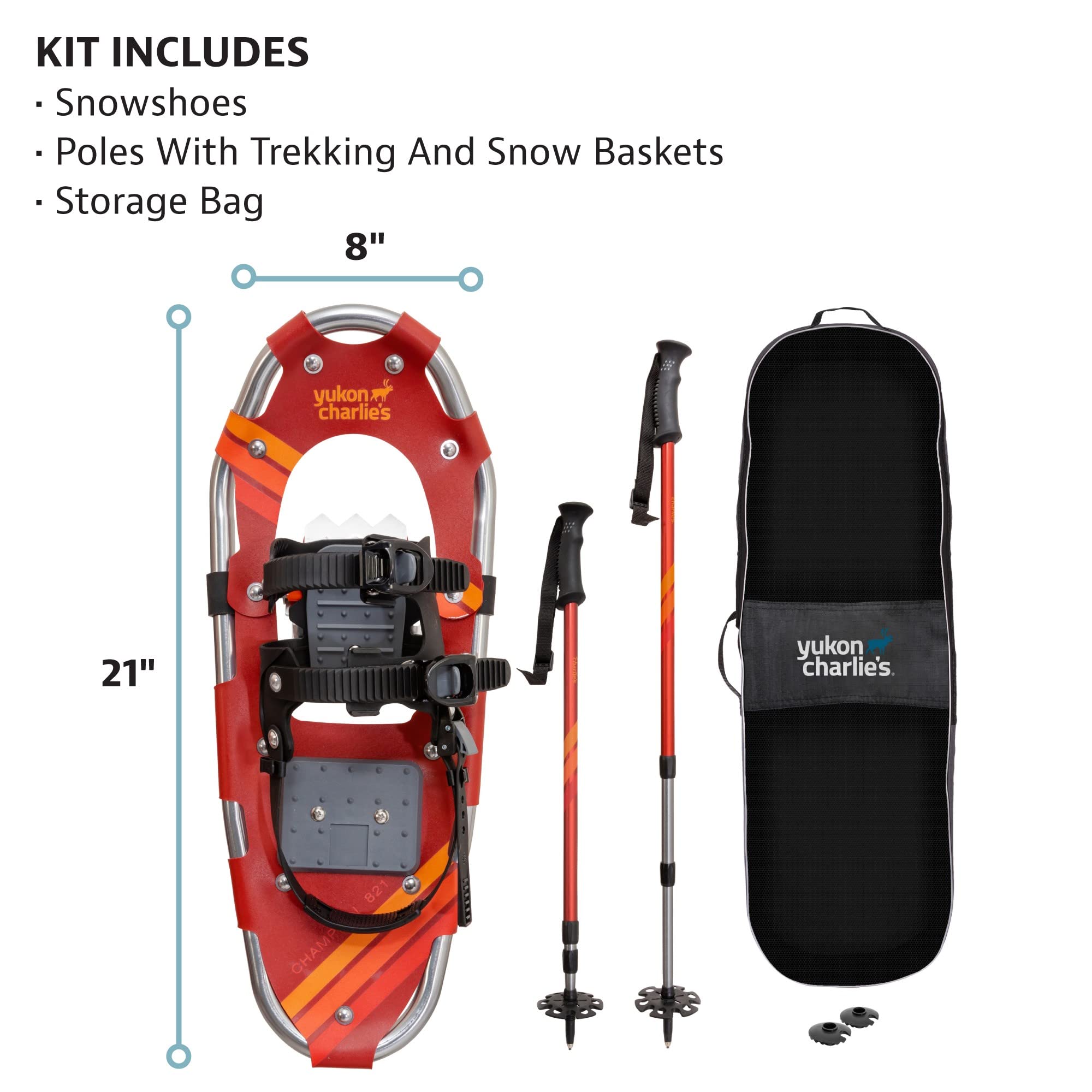 Yukon Charlie's Champion Snowshoe Kit, Includes Snowshoes, Trekking Poles and Travel Bag, Snowshoeing Kits for Men & Women, Multiple Sizes & Models - Image 5