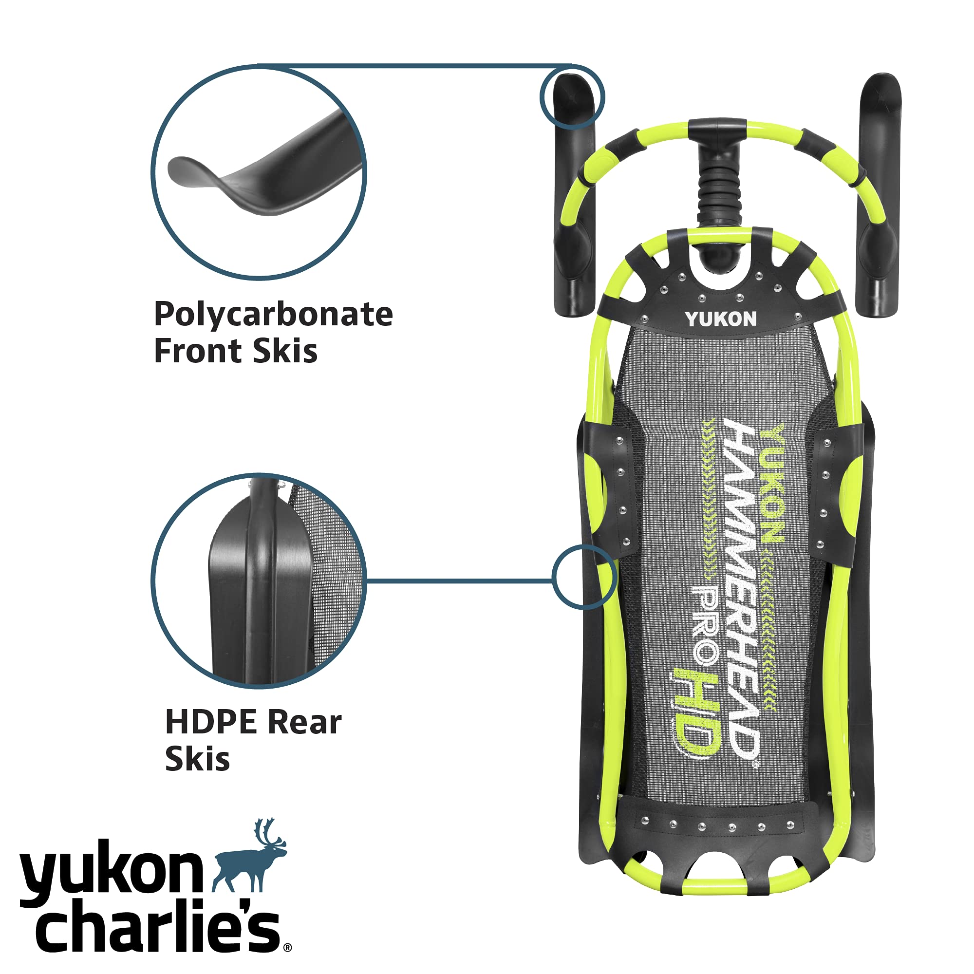 Yukon Charlie's Hammerhead Pro HD Sled | Single Rider, Speed and Steering Control, 52-inch x 22-inch - Image 4