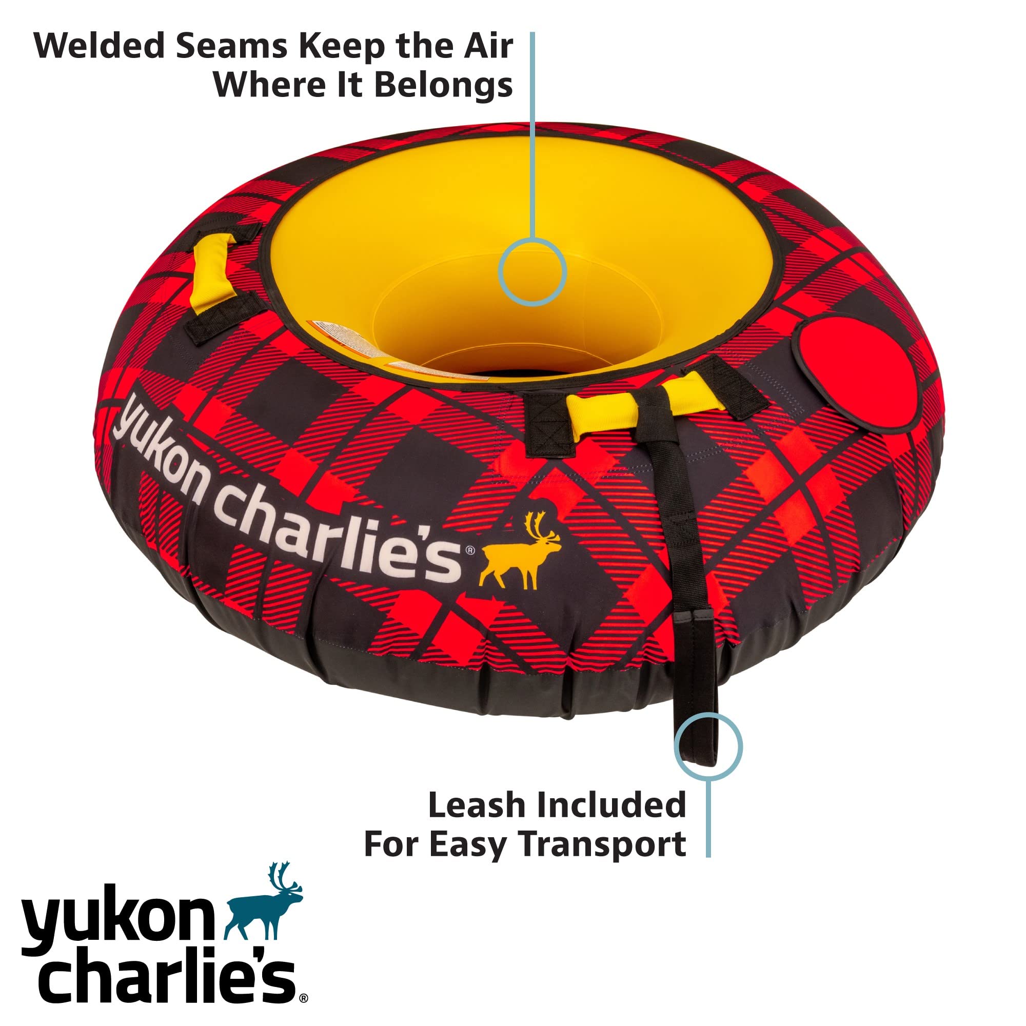 Yukon Charlie's Inflatable Snow Tube 46” – Heavy-Duty Snow Sled with Polyester Cover, Slick PVC Bottom, and Foam Handles – Perfect for Kids Ages 7+ - Image 3