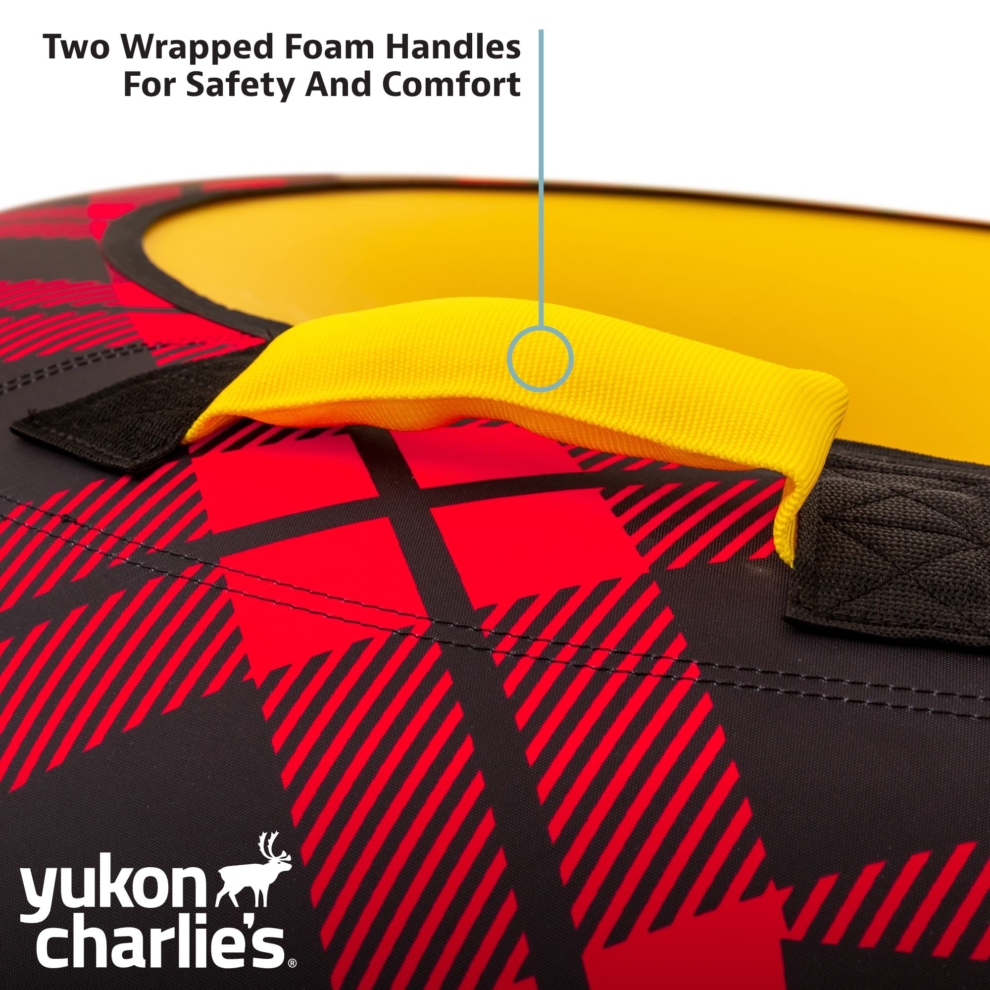 Yukon Charlie's Inflatable Snow Tube 46” – Heavy-Duty Snow Sled with Polyester Cover, Slick PVC Bottom, and Foam Handles – Perfect for Kids Ages 7+ - Image 4